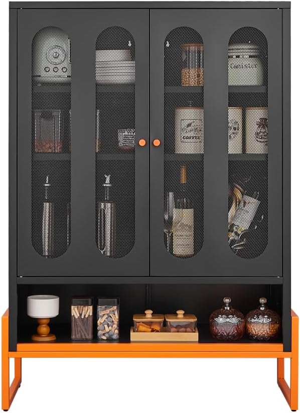 Suitable for Steel Storage cabinets in Living Rooms Kitchens and bedrooms and Office File Cabinet 2 Movable partitions (WG-Black)