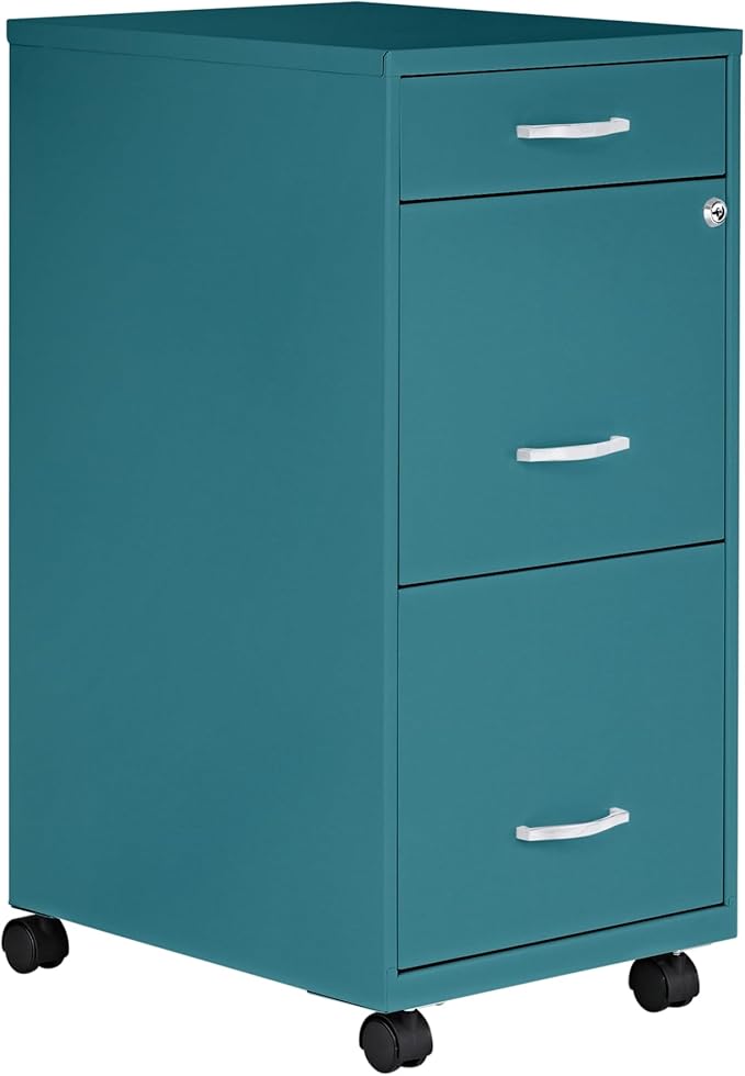 Lorell LYS SOHO Box/File/File Teal Mobile Cabinet 3 Drawer