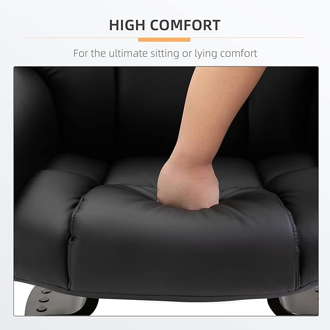 Massage Recliner Chair with Ottoman 10 Vibration Massage Points 360° Swivel Black Faux Leather Living Room Chair