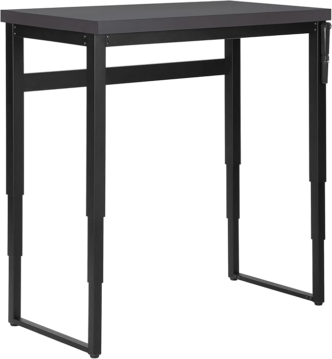 Penau Adjustable Computer Desk for Home Office Modern Grey Laminate Surface Black Metal Legs 47.25 Inchs Long Suitable for Small Spaces