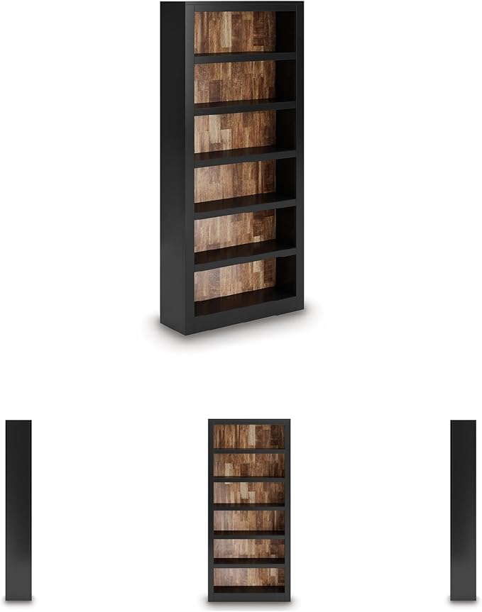 Signature Design by Ashley Wildenauer Casual 75 Bookcase with Adjustable Shelves Black &amp Light Brown