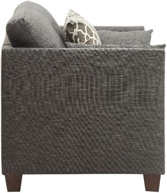 Artistic Accent Chair with Pillows - Linen Upholstery Nailhead Trim Modern Living Room Seating