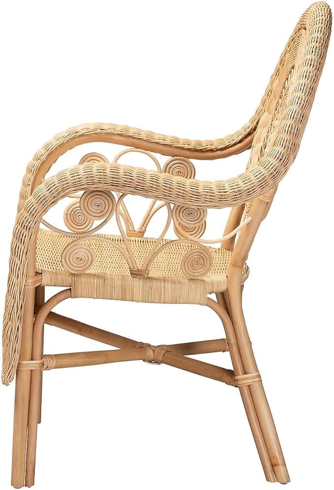 Baxton Studio Putri Modern Bohemian Natural Rattan Arm Chair