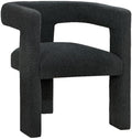 Pemberly Row Modern Fabric Upholstered Accent Side Chair Black Bouclé Upholstery 29.5 H x 26 W x 24.5 D Curved Arms Plastic Glide Levelers Elegant Contemporary Design for Living Room or