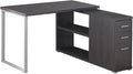 Computer Desk Home Office Corner Left Right Set up Storage Drawers L Shape Work Laptop Grey Laminate Metal Contemporary Modern