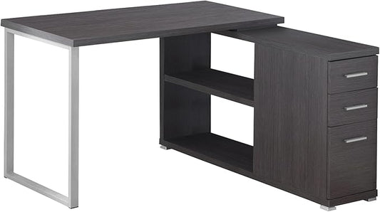 Computer Desk Home Office Corner Left Right Set up Storage Drawers L Shape Work Laptop Grey Laminate Metal Contemporary Modern