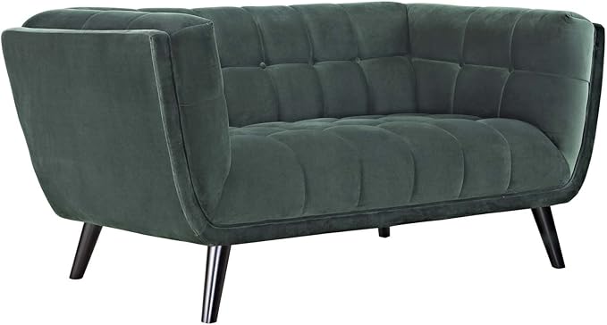 Modway Bestow Upholstered Velvet Button-Tufted Loveseat in Green