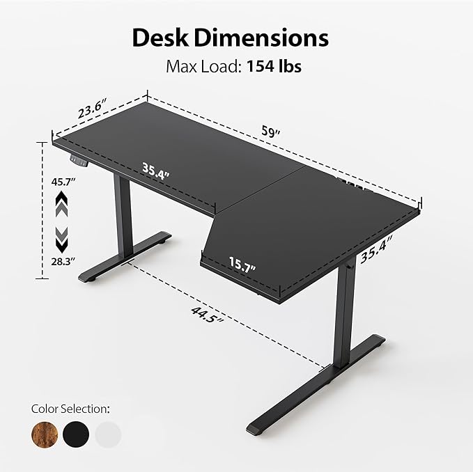 Mericonia L-Shaped Standing Desk with Cable Management Corner Stand Up Desk Electric Adjustable Computer Desk for Home Office Work