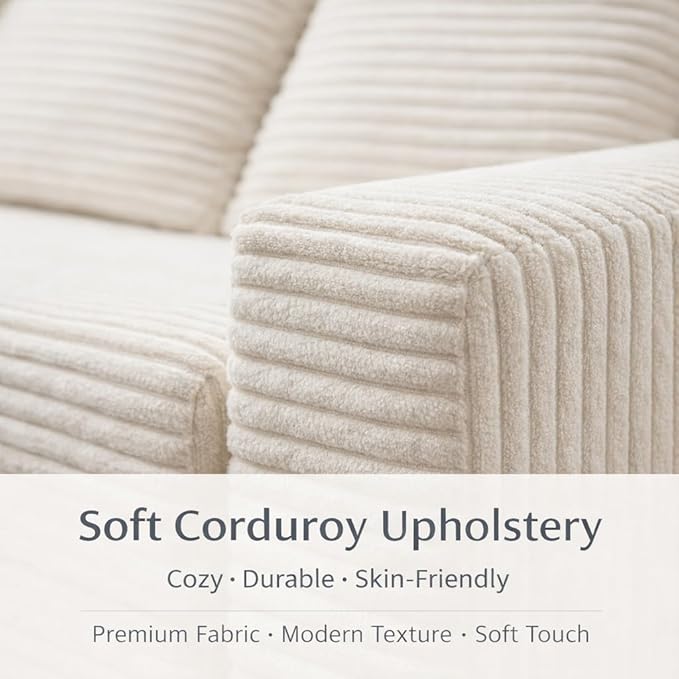 73INCH 2 in 1 Convertible Folding Couch Bed Corduroy Sleeper Sofa with Pull-Out Bed No Assembly Floor Sofa for Living Room Apartment &amp Small Spaces (Beige)