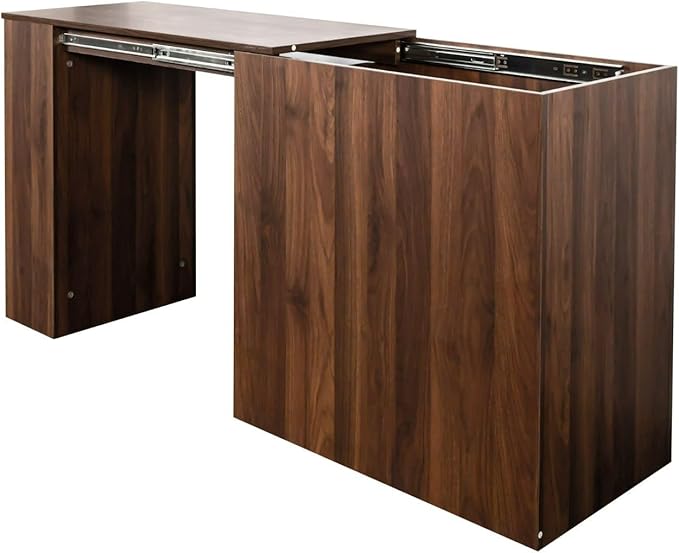 Computer Desk with Storage Drawers Modern Corner Workstation with Extendable Table Walnut Writing Desk for Small Spaces Home Office Folding Table with Cabinet