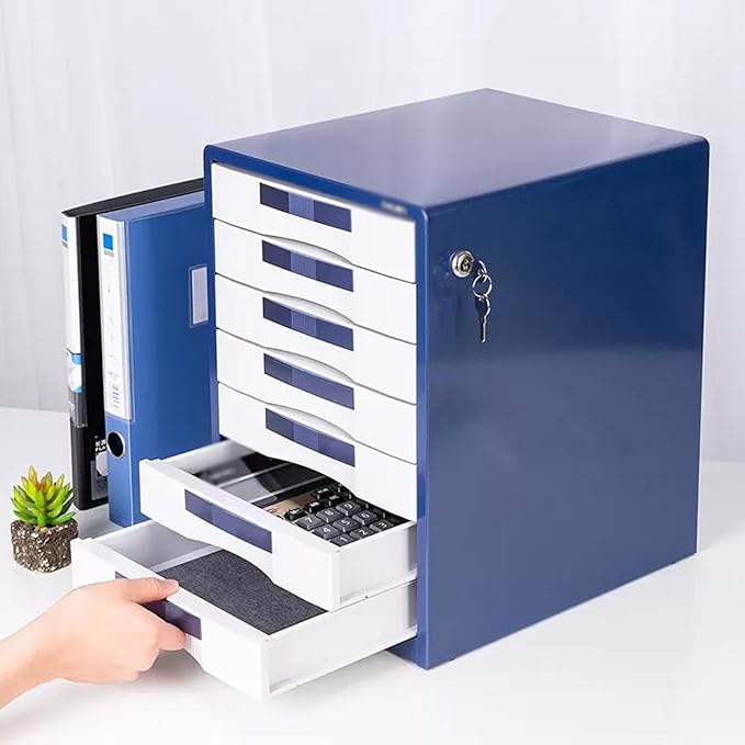 File Cabinet 7-Shelf Metal Desktop Filing Cabinet Locking 7-Shelf File Cabinet Office Data Organiser Storage Boxes (Color : B)