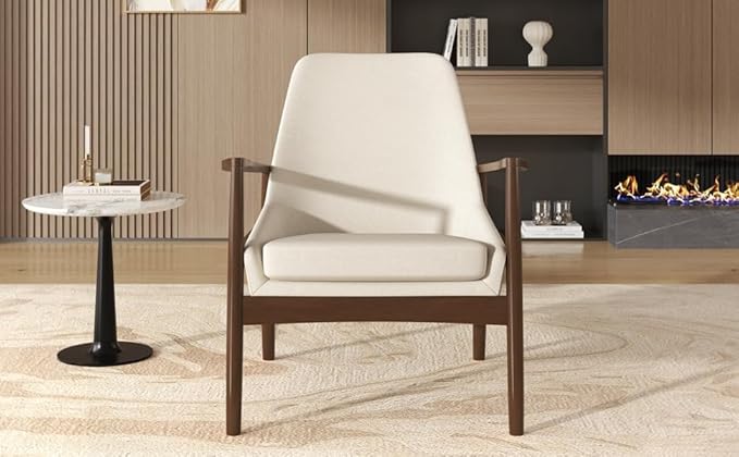 Accent Chair Mid Century Modern Armchair with with Solid Wood e Reading Leisure Chair with High Back for Living Room