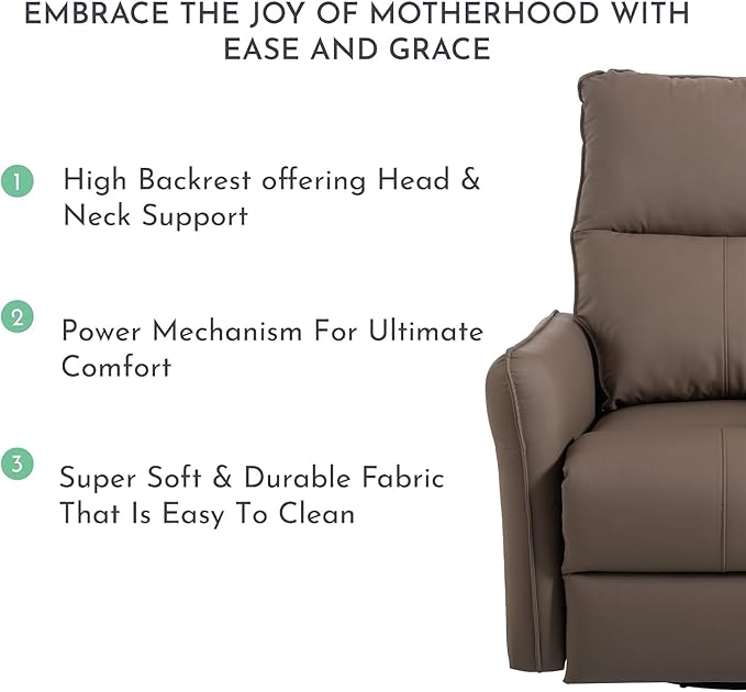 Ball &amp Cast Power Recliner Chair with USB and Type-c Ports270° Swivel Rocker Recliner Sofa W/Padded BackrestInfinite Position Power Lift Chairfor Living RoomBedroomHome TheatersBrown