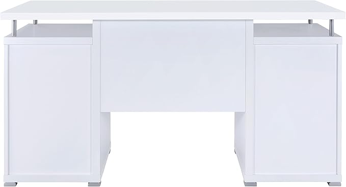 Coaster Home Furnishings Tracy Modern Contemporary 55-Inch 2-Drawer Home Office Computer Writing Desk Study Table with File Cabinet Storage Engineered Wood Eco-Friendly Laminate White 800108