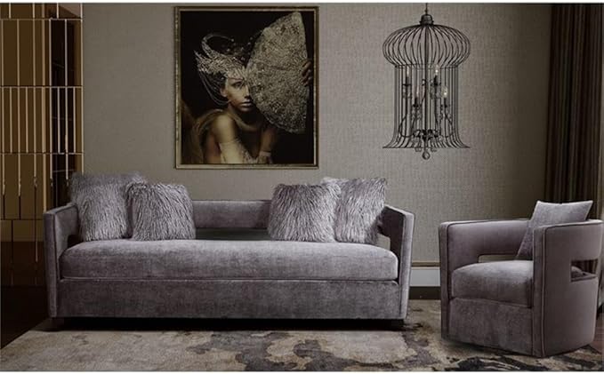 Tov Furniture Kennedy Modern Handmade Velvet Swivel Chair Gray