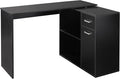 L Shaped Computer Desk 180° Rotating Corner Desk with Storage Shelves Drawer and Cabinet Study Workstation for Home Office Black