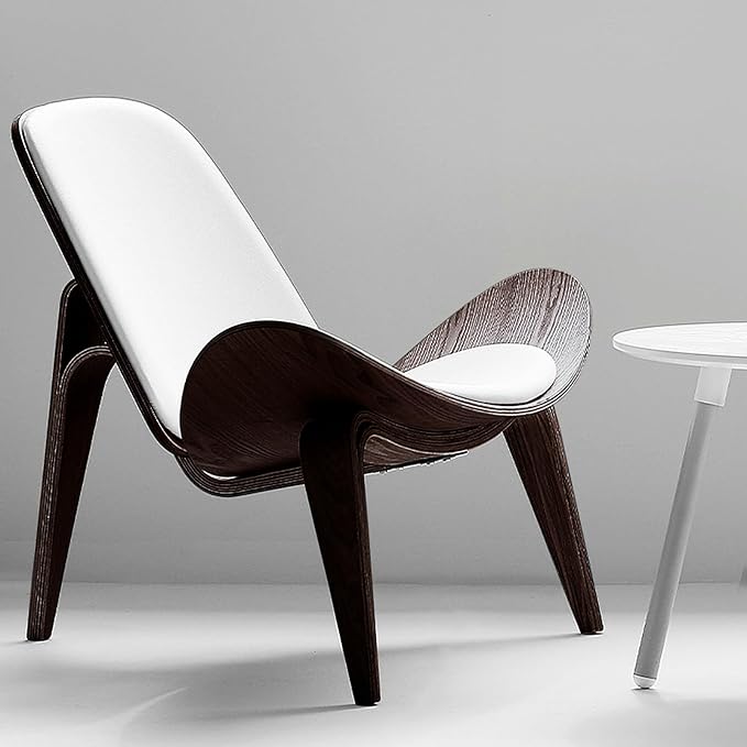 OAKHAM Shell Chair for Living Room Ergonomic Plywood Accent Mid Century Modern Chair with Protective Floor Caps Stylish Seating for Bedroom &amp Home Office (Ebony Brown)