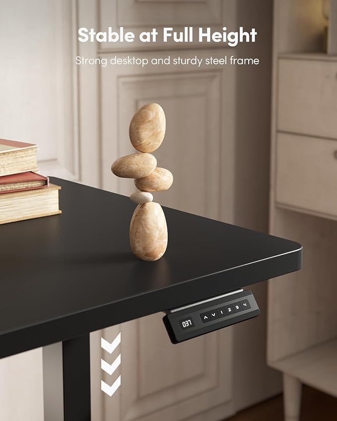 FEZIBO One-Piece Standing Desk Adjustable Height Stand up Home Office Desk 40x24 Inch Electric Standing Computer Desk with 4 Memory Presets Headphone Hook Black