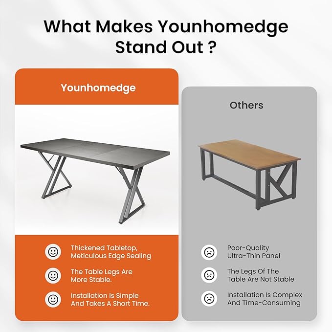 70.9Inch Office Desk Executive Office DeskModern Industrial Style Z-Shaped Table Legs Country Black Wood Grain Top for Home Office Study Conference (Ash Black)