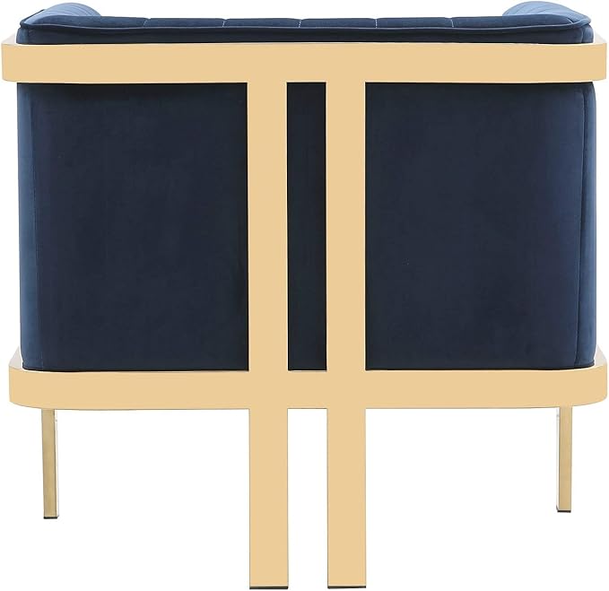 Manhattan Comfort Paramount Velvet Accent Armchair Set of 1 Polished Brass Frame with Geometric Legs Art Deco Chair 1920s Glamour Fully Assembled Living Room Lounge Seat Royal Blue