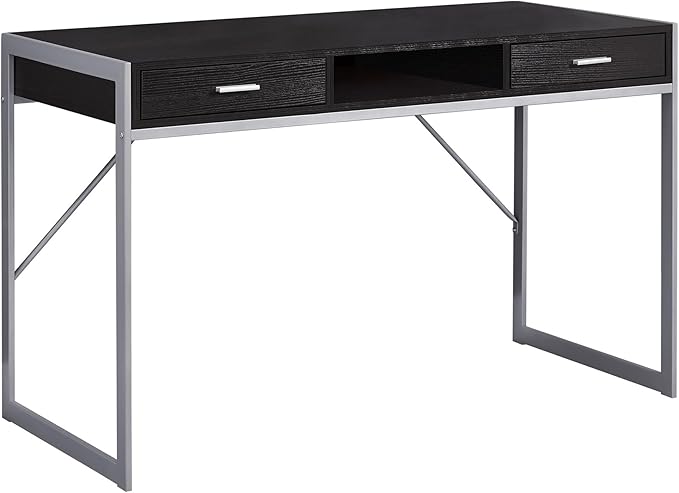 Monarch Specialties Contemporary Laptop Table with Drawers and Shelf Home &amp Office Computer Desk-Metal Legs 48 L Cappuccino