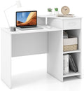 Giantex Computer Desk with Storage Modern PC Laptop Table with 5-Position Adjustable Shelf Drawer &amp Cable Hole Compact Study Writing Desk Workstation for Small Spaces Home Office White