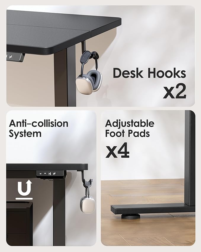 TIQLAB 63 x 24 Inch Electric Standing Desk Sit to Stand Up Work Home Office Table for Study Writing and Games Splice Board Black