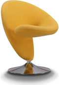 Manhattan Comfort Curl Swivel Accent Chair with 360° Turn Fully Assembled Upholstered in Wool Blend Modern Ergonomic Design with Polished Chrome Base Living Room &amp Office Set of 1 Yellow