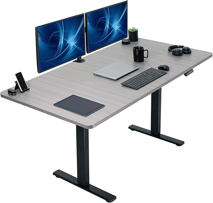 VIVO Electric 71 x 36 in Standing Desk Memory Height Adjustment 1B Series Holds 220 lbs Dark Gray Top Black Frame DESK-KIT-1B7G-36