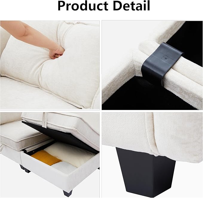 ORRD Small Modular Sectional Sofa Loveseat Couch with Storage 2 Seater Sofa Modular for Living Room Office (Beige)