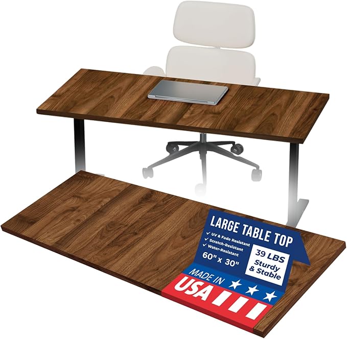 OfficeSimpli 60 x 30 Inch Desk Top Made in USA Replacement Table Top for Sit-to-Stand Adjustable Desk Frame Countertop Workbench for Classroom Home and Office (Desk Top only) - California Walnut