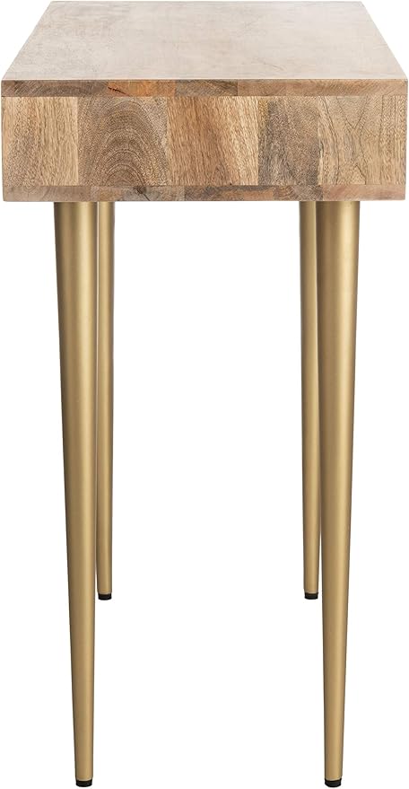 Safavieh Home Office Leni Modern Natural and Grey and Brass 1-drawer Desk