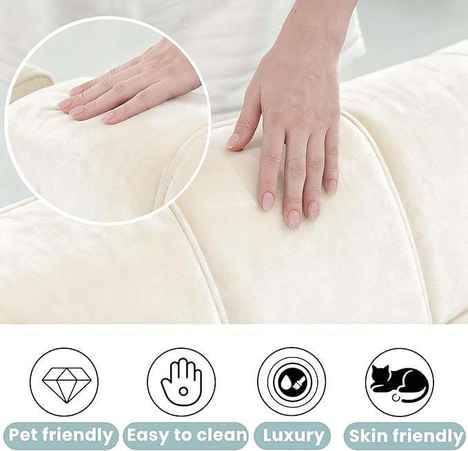 Brelice Futon Sofa Bed 80 Sleeper Loveseat Futon Couch with Cup Holders &amp Side Pockets Velvet Sofa Cama for Living Room and Small SpaceOff-White