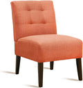 Modern Accent Chair for Living Room Upholstered Armless Slipper Chair with Back &amp Wood Legs Comfy Small Chair for Bedroom Living Room Reading Spaces Office (Orange2)