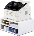 FITUEYES Large Printer Stand with 3 Storage Compartments Desk Paper Organizer for Home Office 2-Tier Wood Printer Shelf White 18.9 L x 15.7 W x 8.7 H