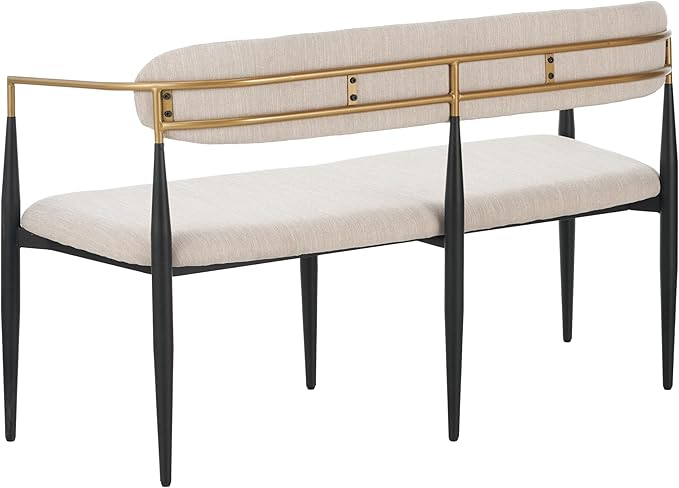 Christopher Knight Home Names Modern Metal Loveseat Living Room Fabric Upholstered Settee Curved Open Backrest 2-Seater Sofa Cozy Couch for Bedroom Apartment Home Office Black+ Gold + Beige