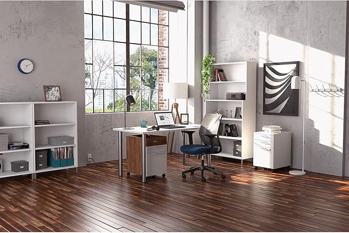 Union &amp Scale 2 Drawer Mobile File Cabinet Rolling Printer Stand Vertical Filing Cabinet Office Drawers Filing Cart for Home Office A4/Letter Size Black and Rustic Brown BFK20WJ01