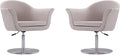 Manhattan Comfort Voyager Adjustable Swivel Accent Chair Set of 2 with 360° Turn Mid-Century Modern Design Woven Upholstery and Removable Cushion Ideal for Living Room or Home Office Barley