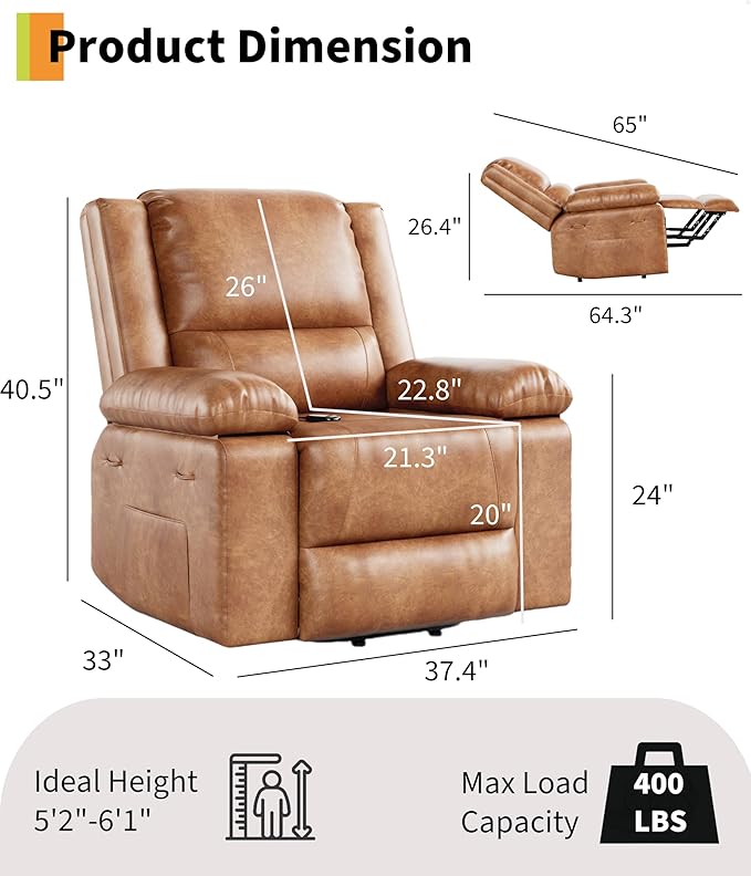 GarveeHome Power Lift Recliner Chair - Heat and Massage Electric Lift Recliner for Elderly &amp Mobility Impaired Adjustable Back and Legs Heavy Duty Lift Chair for Seniors