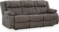 Signature Design by Ashley First Base Contemporary Faux Leather Manual Reclining Sofa Gray