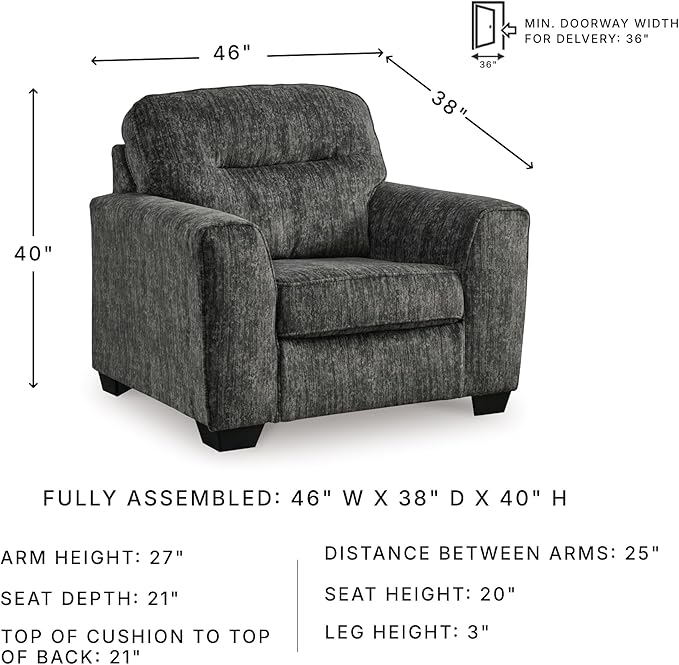 Signature Design by Ashley Lonoke Contemporary Upholstered Oversized Chair Gray
