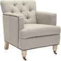 Safavieh Hudson Collection Mario Light Grey and Brass Nailheads Club Chair