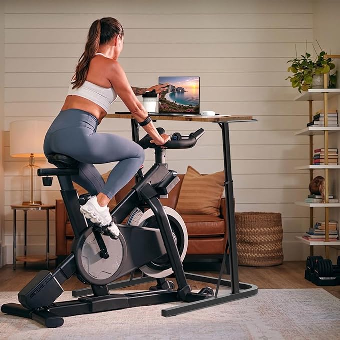 Adjustable Treadmill Walking Pad Desk for Bike/Cycling Trainer Workstation Standing Desk Trainer Stand Table for Indoor Treadmill Attachment-Exercise While Working or Watching TV Rustic Brown