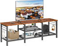 Furologee TV Stand for TVs up to 65 Inch Entertainment Center with Open Storage Shelves 55 Inch Television Stands with Soundbar Shelf for Living Room Bedroom Rustic Brown