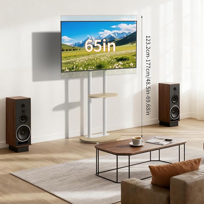 unho Rolling TV Stand with Mount av Carts for Living Room Bedroom 40-75 inch TVs
