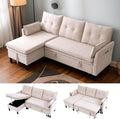 78 L-Shaped Sleeper Sofa Bed Couch 3-Seater Reversible Pull Out Couch Bed with Storage Chaise Lounge Cotton-Linen Pullout Sofabed Sectional Couches for Living Room Apartment Beige