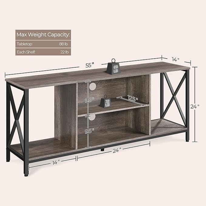 Yaheetech TV Stand for 65 Inch TV Media Entertainment Center with Storage Shelves for Living Room TV Console Table for Living Room Taupe Wood