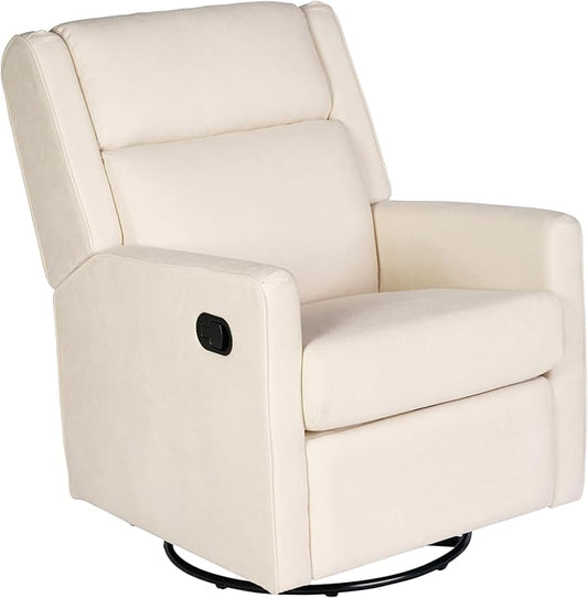 Flash Furniture Cash Swivel Glider Rocking Recliner Manual Recliner with 360 Degree Swivel for Living Room Bedroom or Nursery Fabric Upholstered Cream