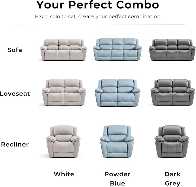 Furniture of America Sorin Modern Leather Recliner Loveseat with Pillow Armrests and High Density Foam Reclining Sofa Comfortable Couch for Living Room Office FSC Certified Dark Gray