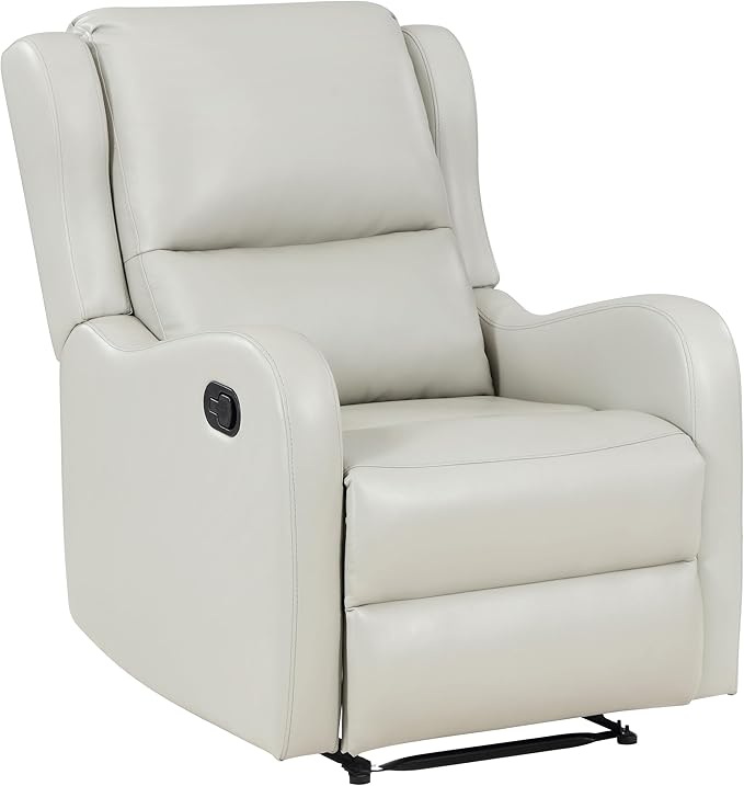 Coaster Home Furnishings - Kelsey - Leatherette Upholstered Swivel Glider Recliner Chair - Manual Recline Lever English Arms Plush Foam Cushions - Living Room - 30-Inch - Ivory - 609373